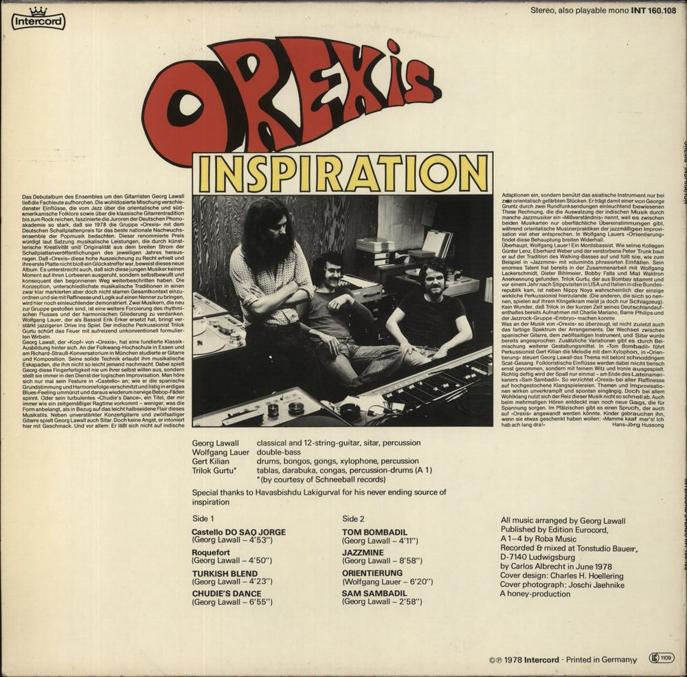 Orexis Inspiration German vinyl LP album (LP record)