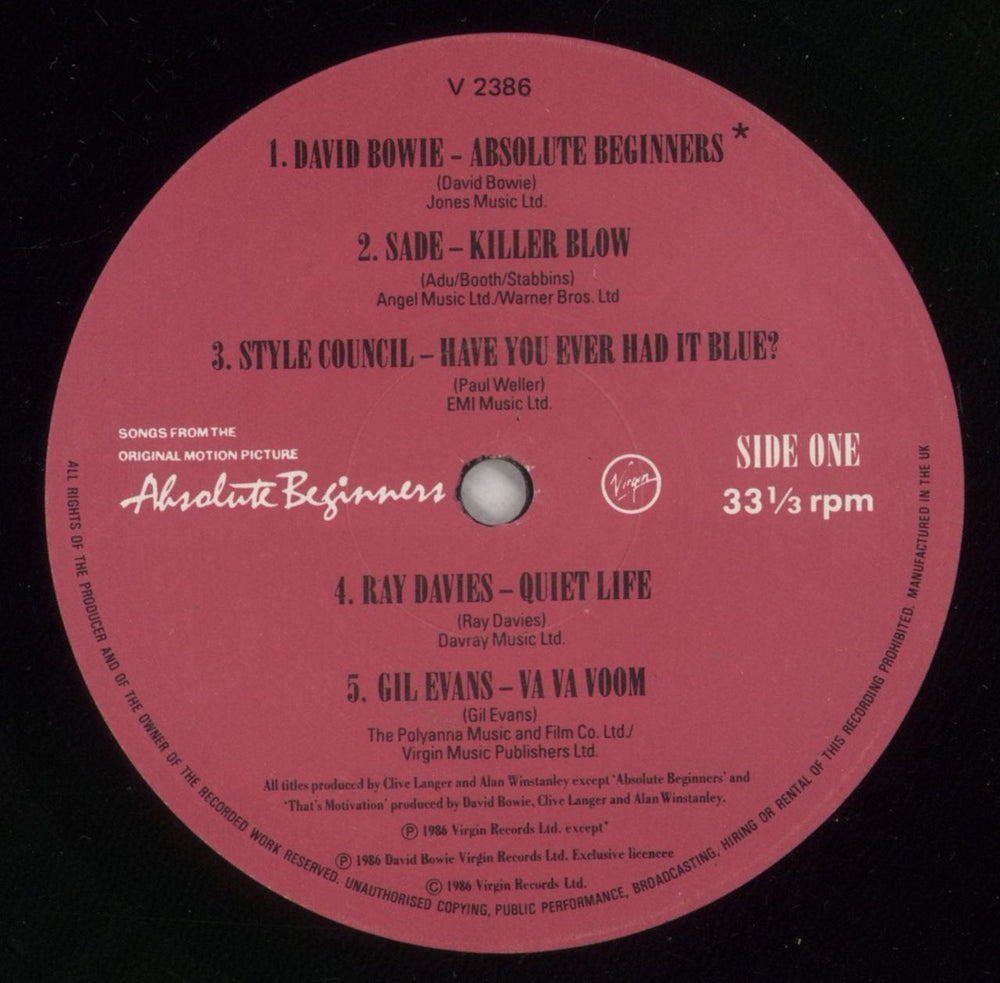 Original Soundtrack Absolute Beginners UK vinyl LP album (LP record) OSTLPAB102751