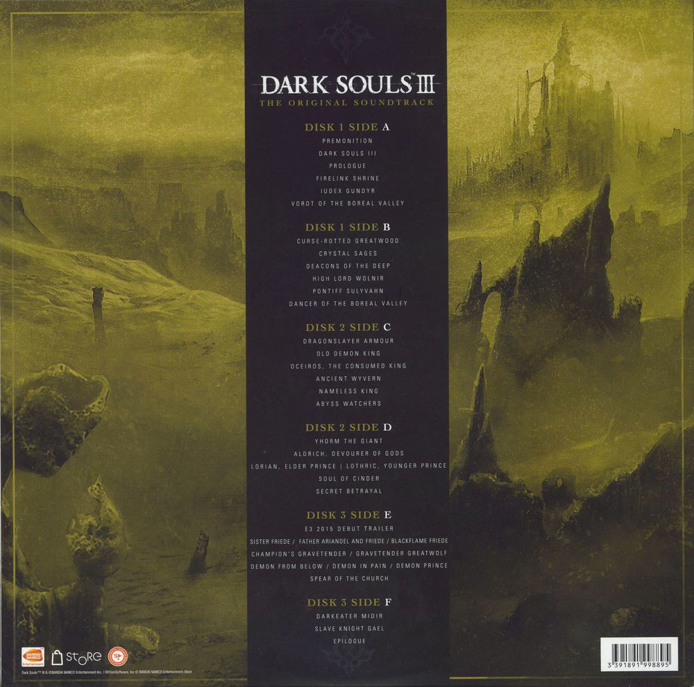 Original Soundtrack Dark Souls III - Gold Poison Mist Vinyl - EX UK 3-LP vinyl record set (Triple LP Album) 3391891998895