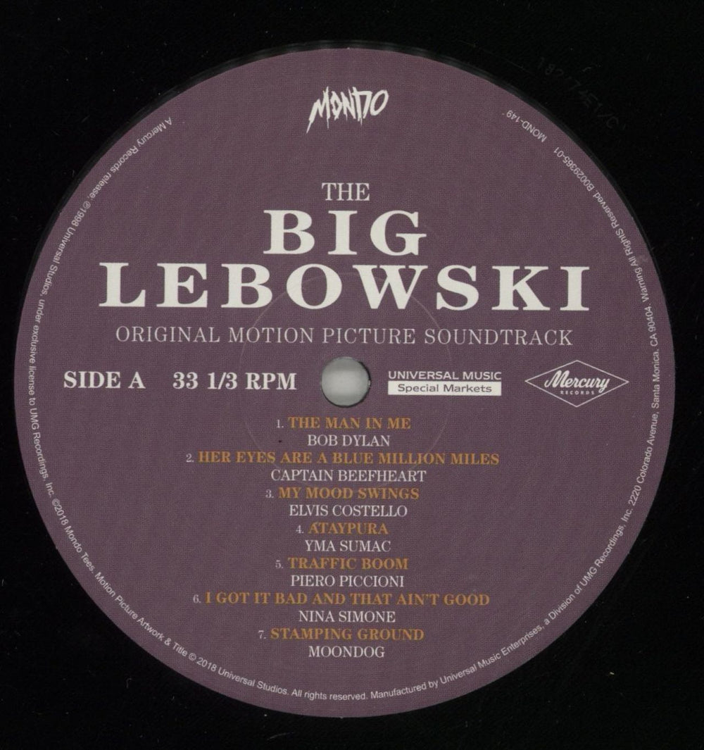 Original Soundtrack The Big Lebowski (Original Motion Picture Soundtrack) UK vinyl LP album (LP record) OSTLPTH865035