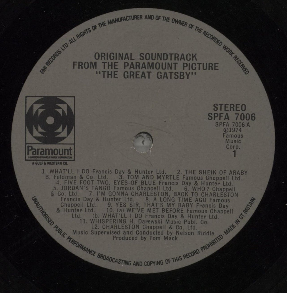 Original Soundtrack The Great Gatsby UK vinyl LP album (LP record) OSTLPTH778436