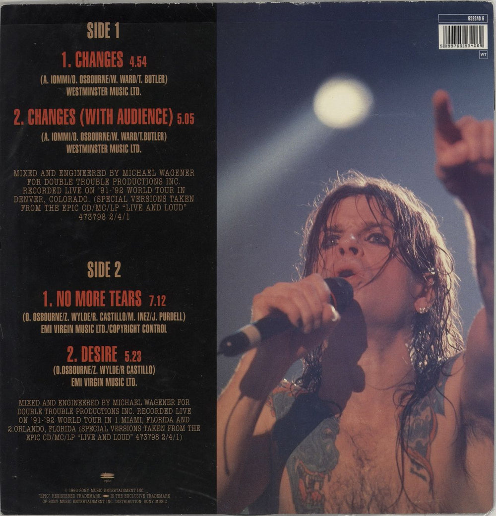Ozzy Osbourne Changes - VG UK 12" vinyl picture disc (12 inch picture record) 5099765934069