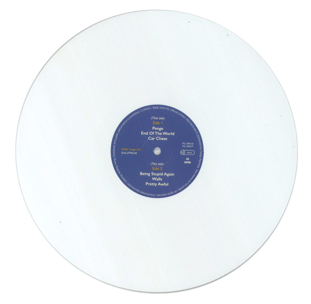 P.I.L. End Of World - Solid White Vinyl UK 2-LP vinyl record set (Double LP Album) PIL2LEN859046