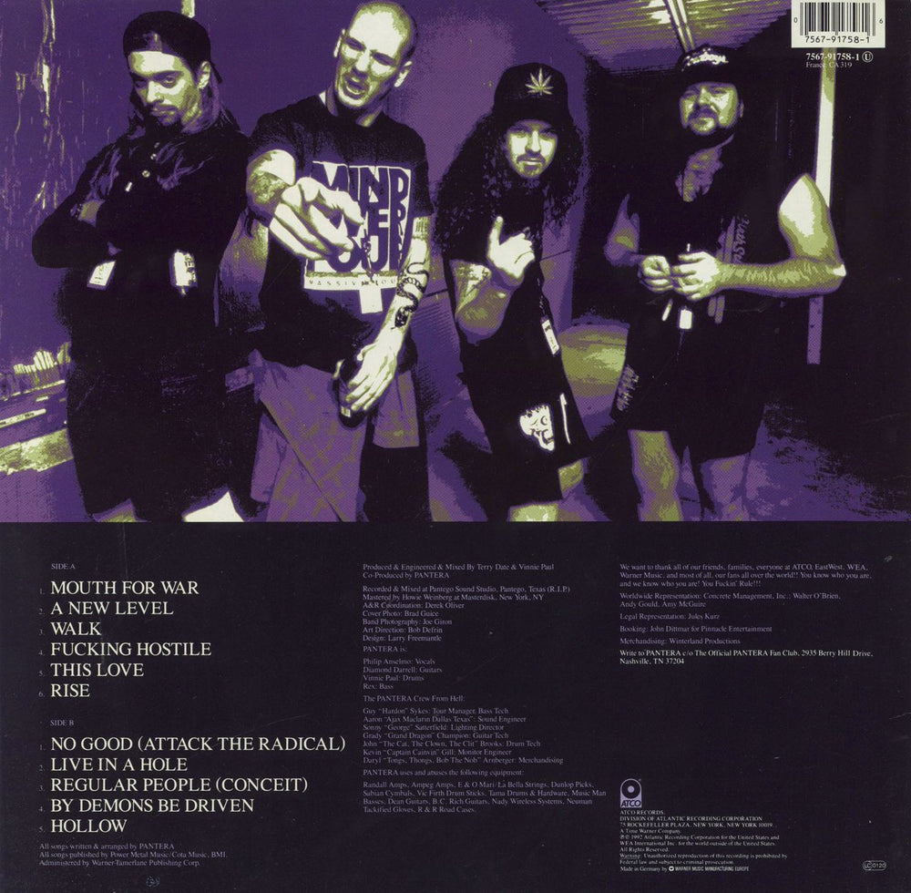 Pantera Vulgar Display Of Power - VG German vinyl LP album (LP record) 075679175816