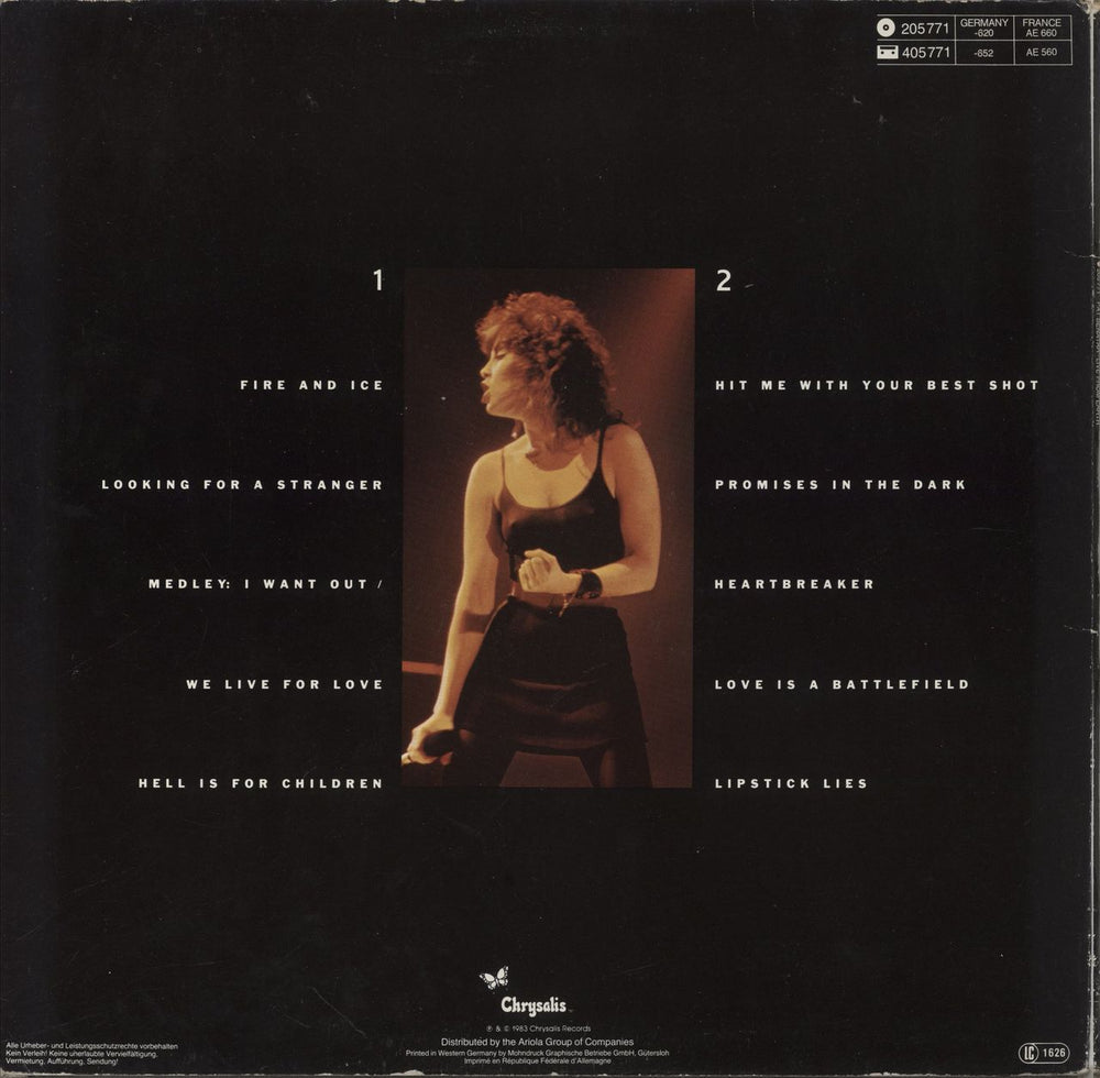 Pat Benatar Live From Earth German vinyl LP album (LP record)