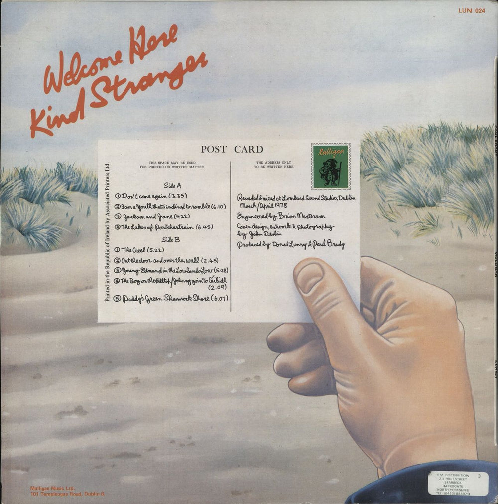 Paul Brady Welcome Here Kind Stranger - Lyric Insert Irish vinyl LP album (LP record)