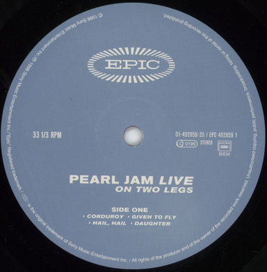 Pearl Jam Live On Two Legs - VG UK 2-LP vinyl record set (Double LP Album) PJA2LLI881328