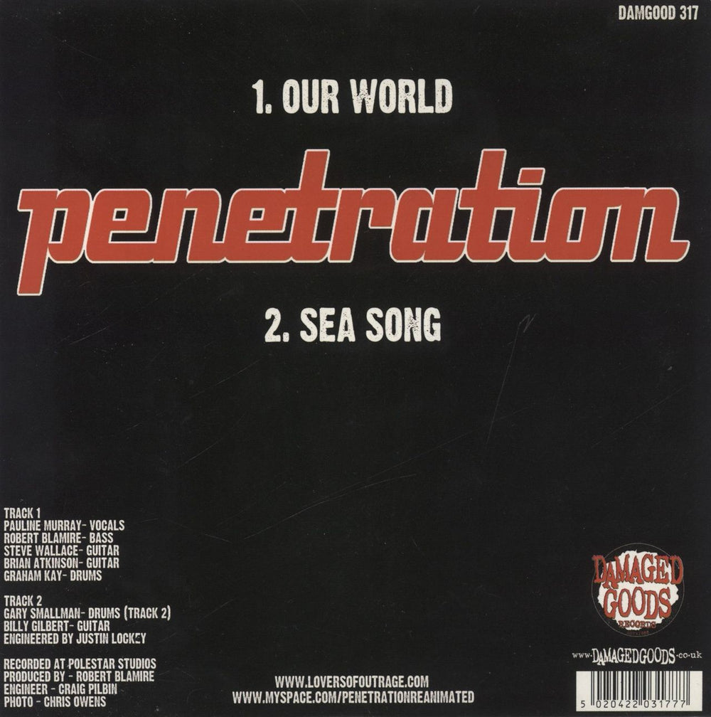 Penetration Our World - Red Vinyl UK 7" vinyl single (7 inch record / 45) 5020422031777