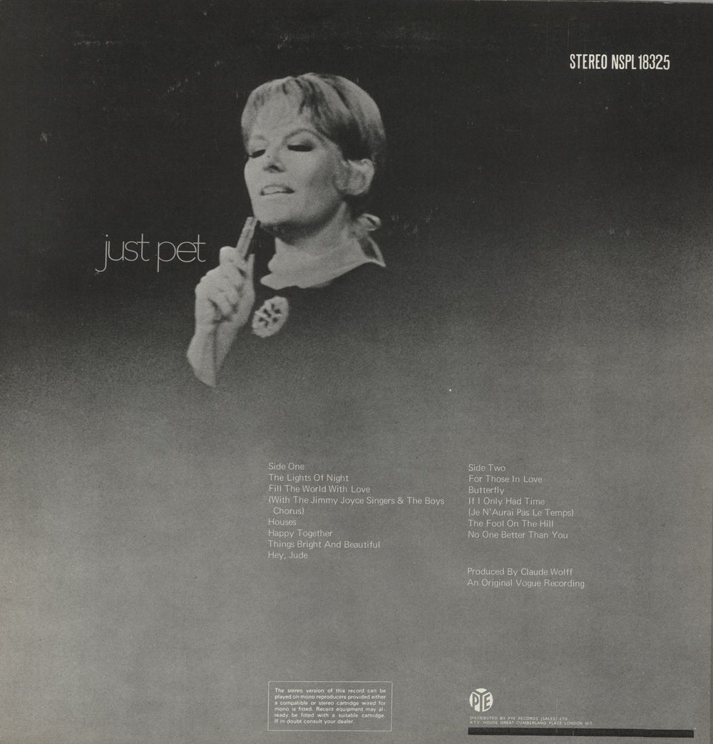 Petula Clark Just Pet UK vinyl LP album (LP record)