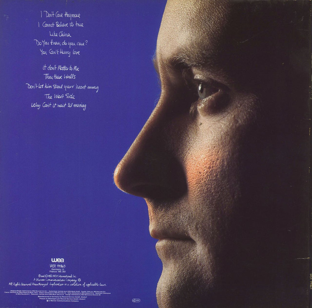 Phil Collins Hello, I Must Be Going! German vinyl LP album (LP record)