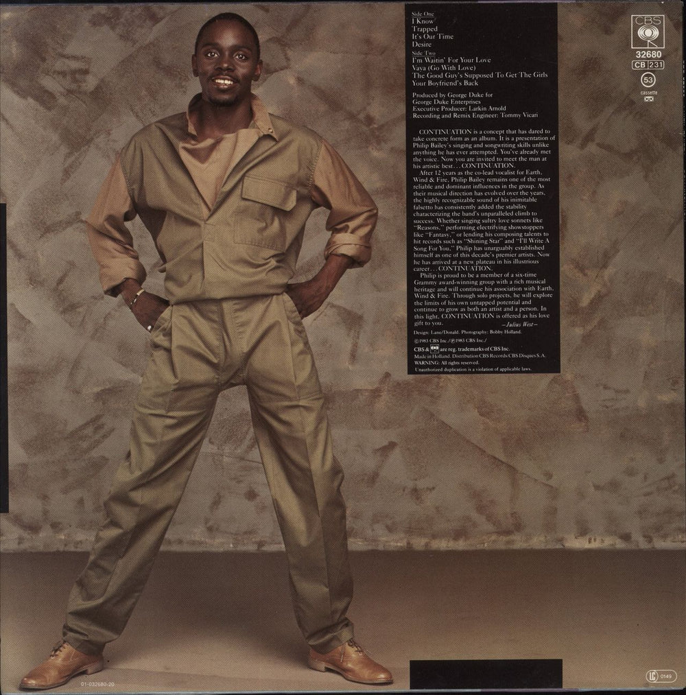 Philip Bailey Continuation  Dutch vinyl LP album (LP record)