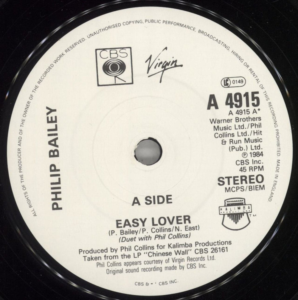 Philip Bailey Easy Lover - P/S UK 7" vinyl single (7 inch record / 45) PLB07EA581404