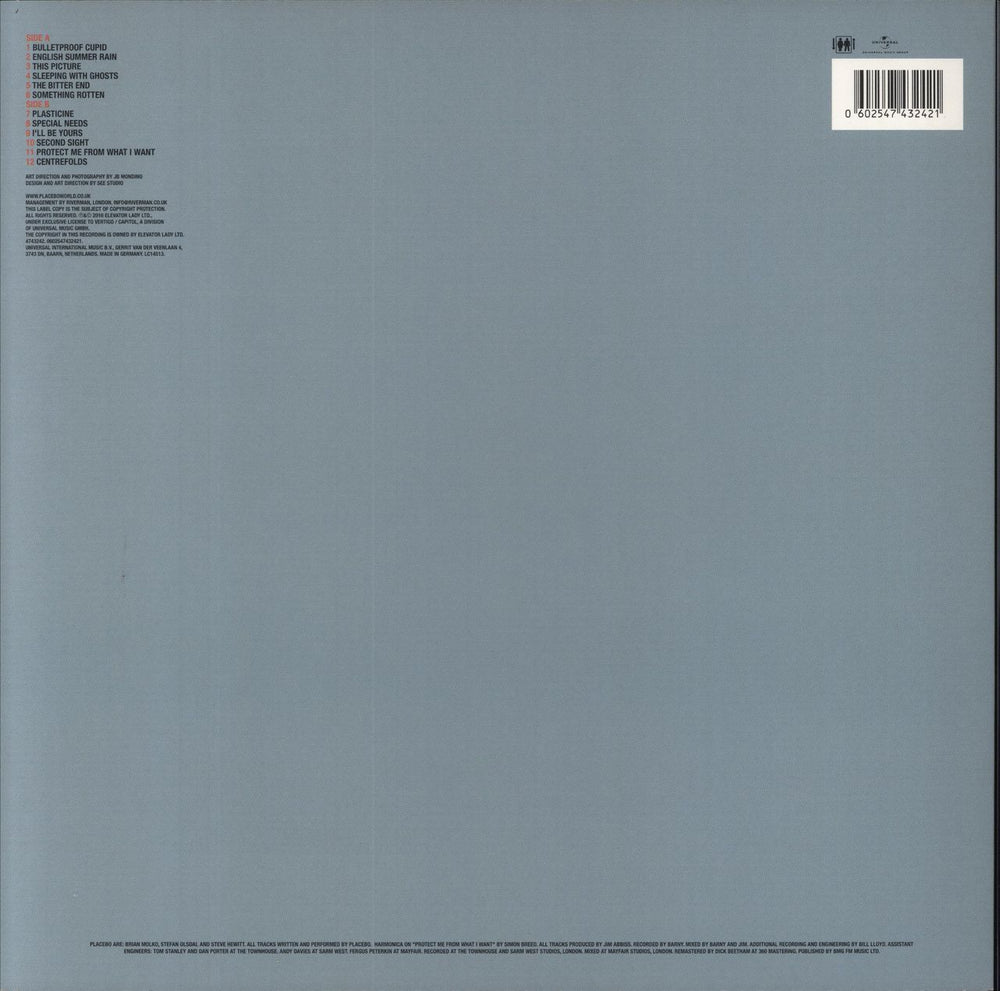 Placebo Sleeping With The Ghosts - Blue UK vinyl LP album (LP record) 602547432421