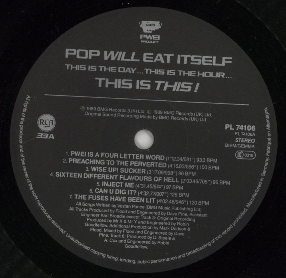 Pop Will Eat Itself This Is The Day...This Is The Hour...This Is This! German vinyl LP album (LP record) PWELPTH799507