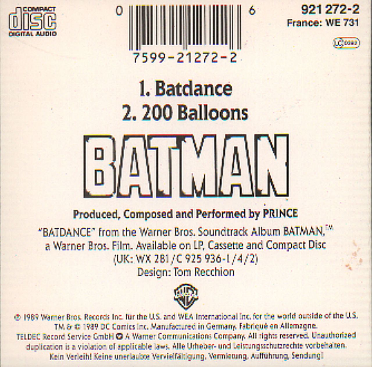 Prince Batdance German 3" CD single (CD3) PRIC3BA595286