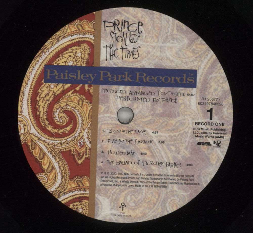 Prince Sign "O" The Times - 180 Gram Black Vinyl UK 2-LP vinyl record set (Double LP Album) PRI2LSI876627
