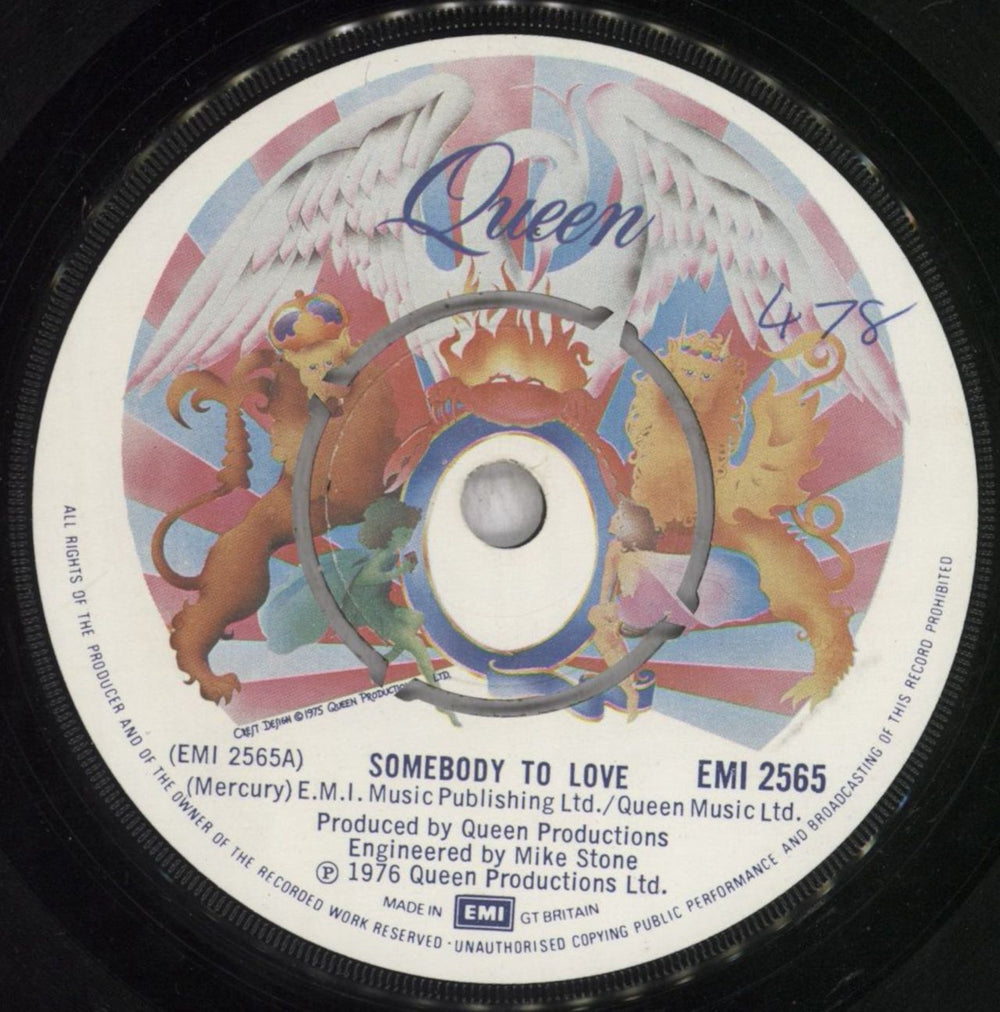 Queen Somebody To Love - P/S - EX UK 7" vinyl single (7 inch record / 45) QUE07SO68107