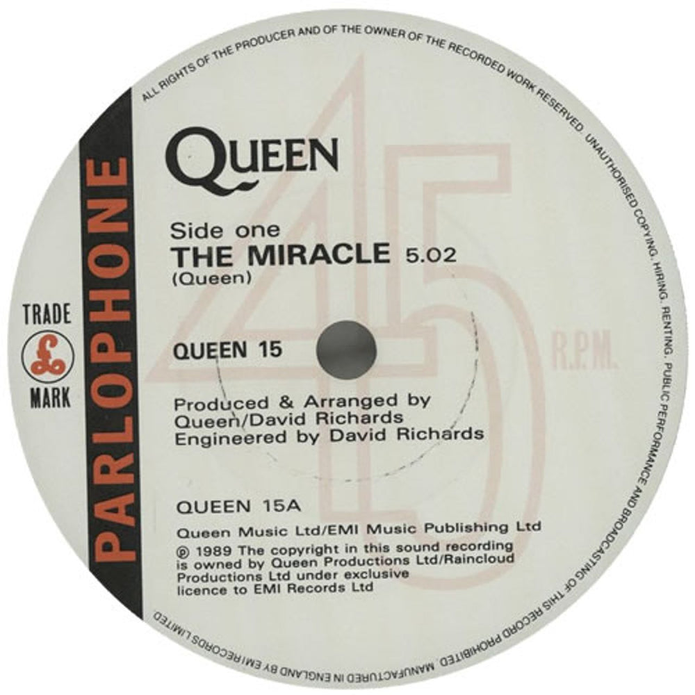 Queen The Miracle - Hologram Sleeve UK 7" vinyl single (7 inch record / 45) QUE07TH577045