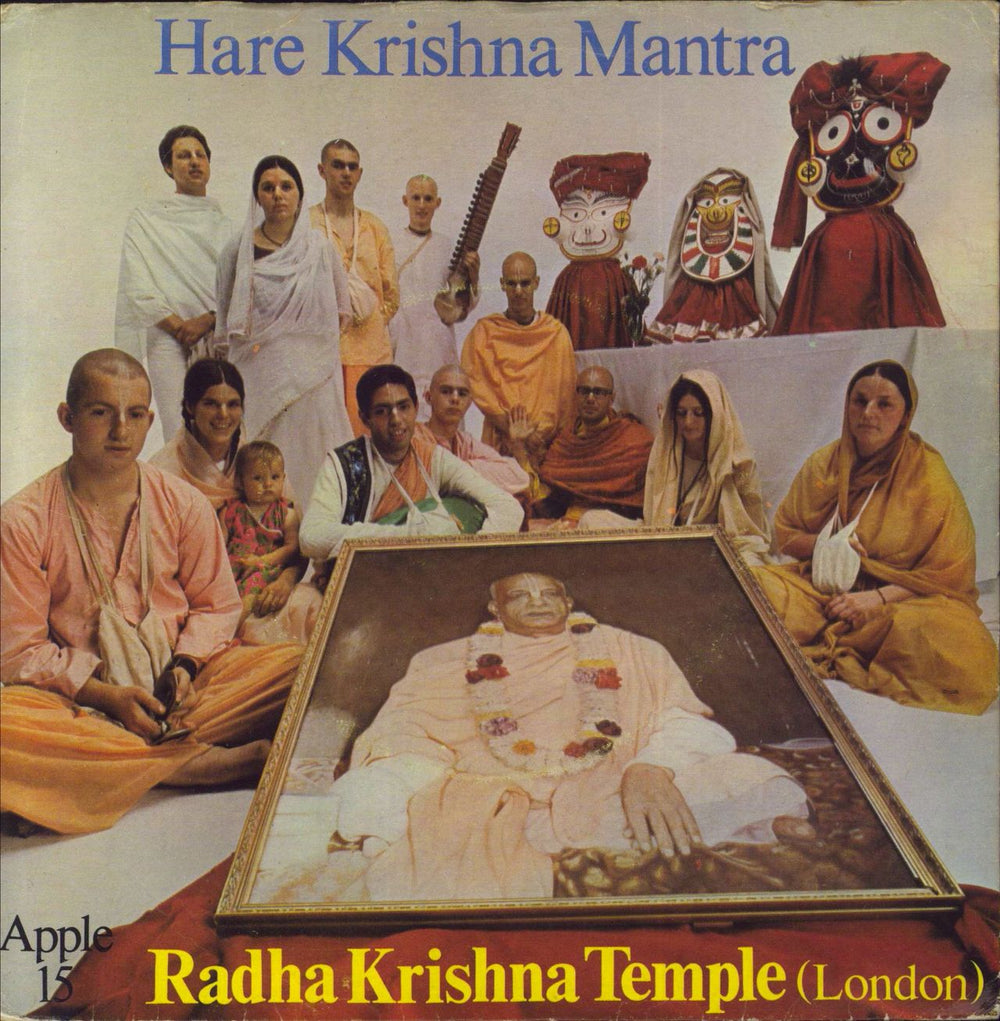 Radha Krishna Temple Hare Krishna Mantra + Picture Sleeve - VG UK 7" vinyl single (7 inch record / 45) APPLE15