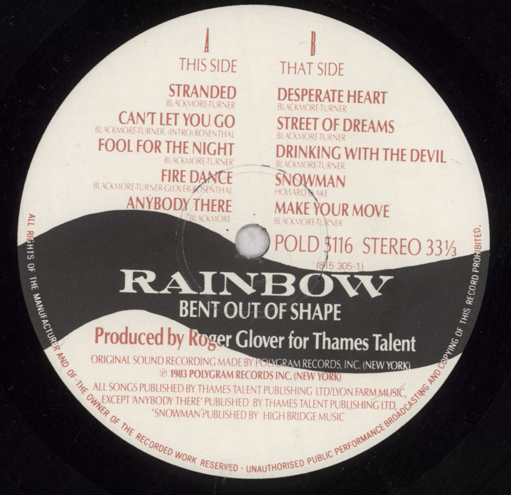 Rainbow Bent Out Of Shape - Stickered Sleeve + Gold promo stamp UK vinyl LP album (LP record) RBOLPBE847729