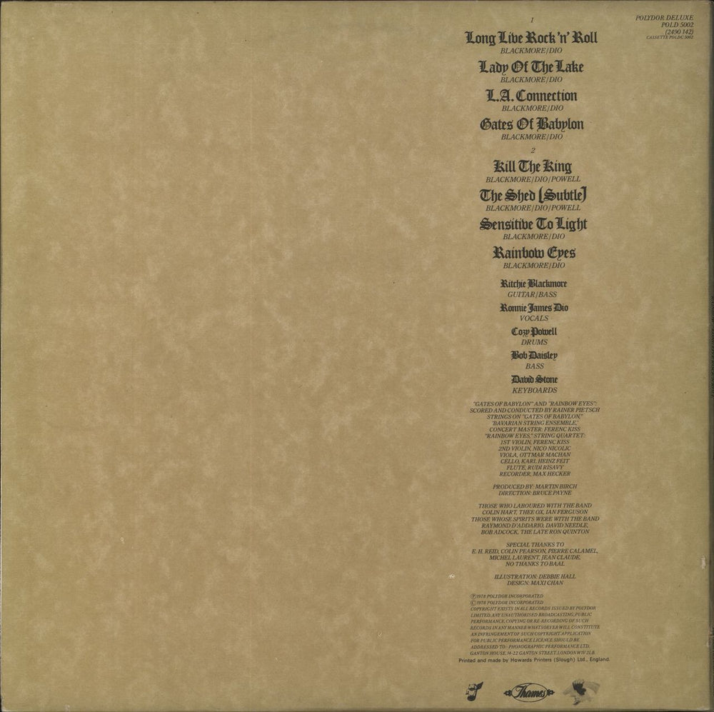 Rainbow Long Live Rock 'N' Roll - A2/B2 Textured Sleeve - EX UK vinyl LP album (LP record)