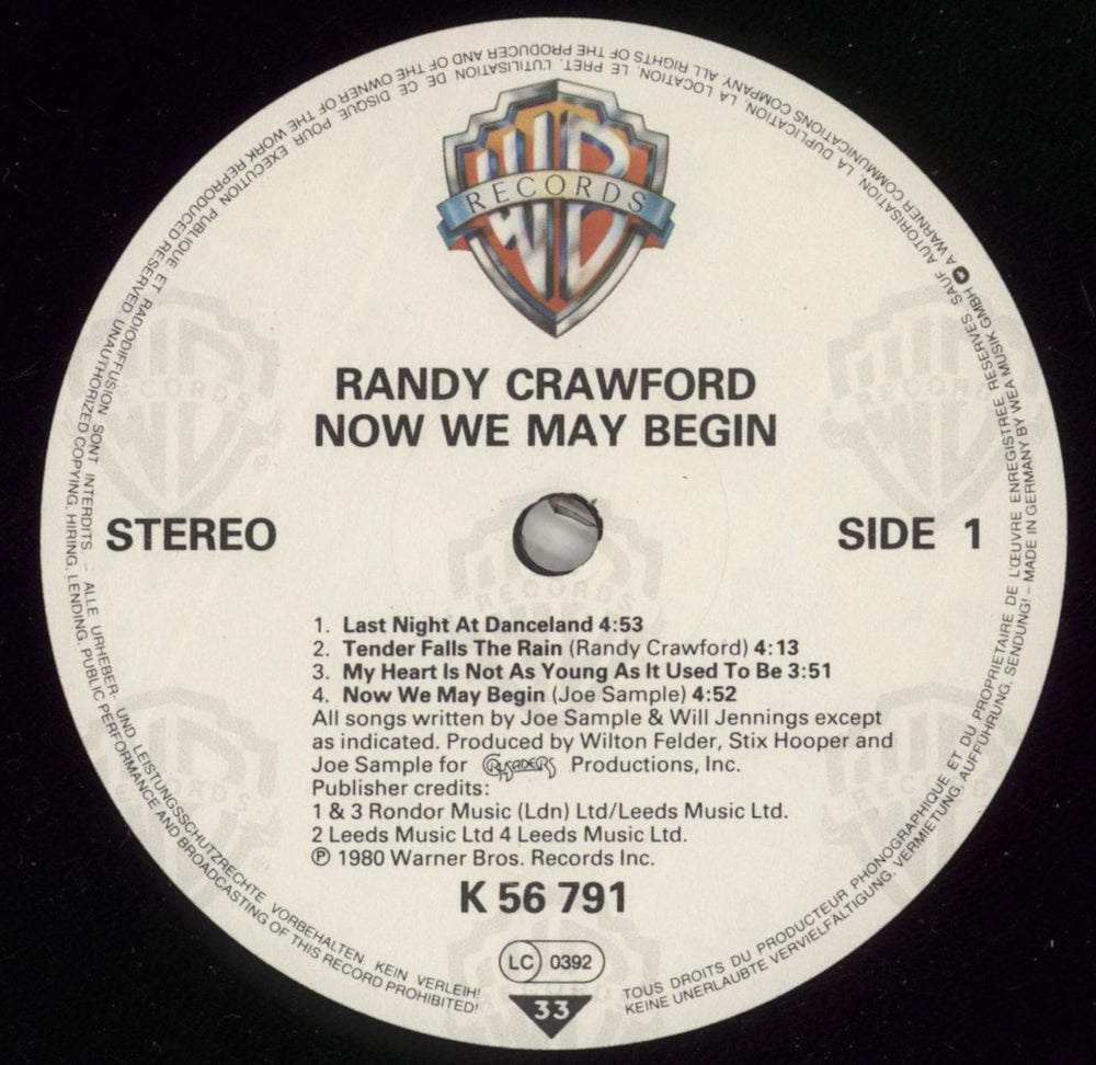 Randy Crawford Now We May Begin German vinyl LP album (LP record) RCWLPNO577890