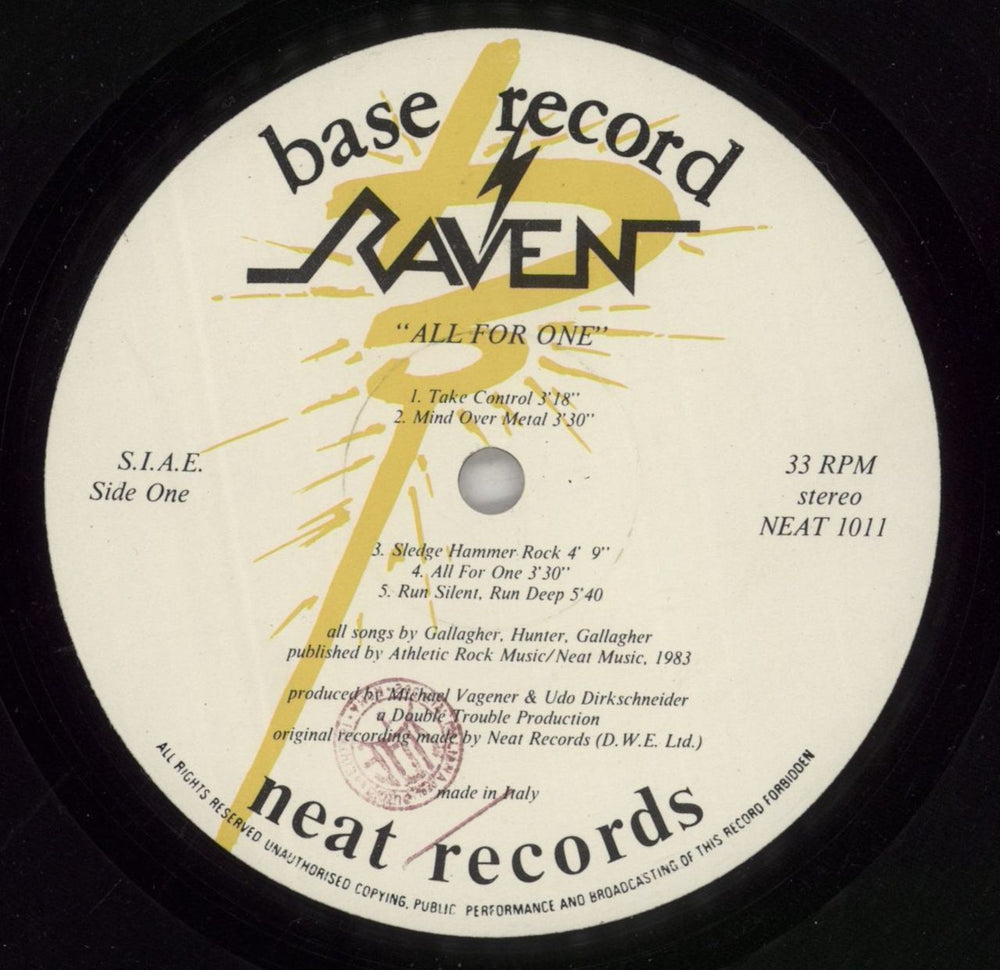 Raven All For One Italian vinyl LP album (LP record) RAVLPAL869712