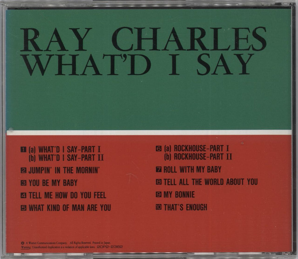 Ray Charles What'd I Say Japanese CD album (CDLP) RYHCDWH833674