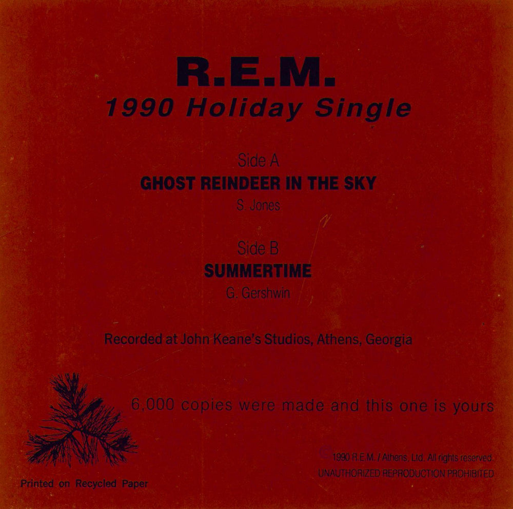 REM Ghost Reindeer US 7" vinyl single (7 inch record / 45)