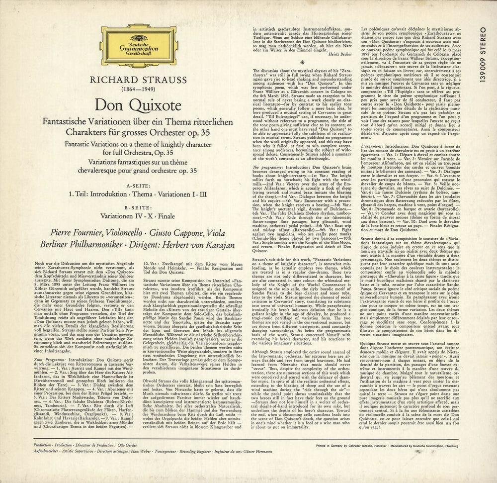 Richard Strauss Strauss: Don Quixote German vinyl LP album (LP record)
