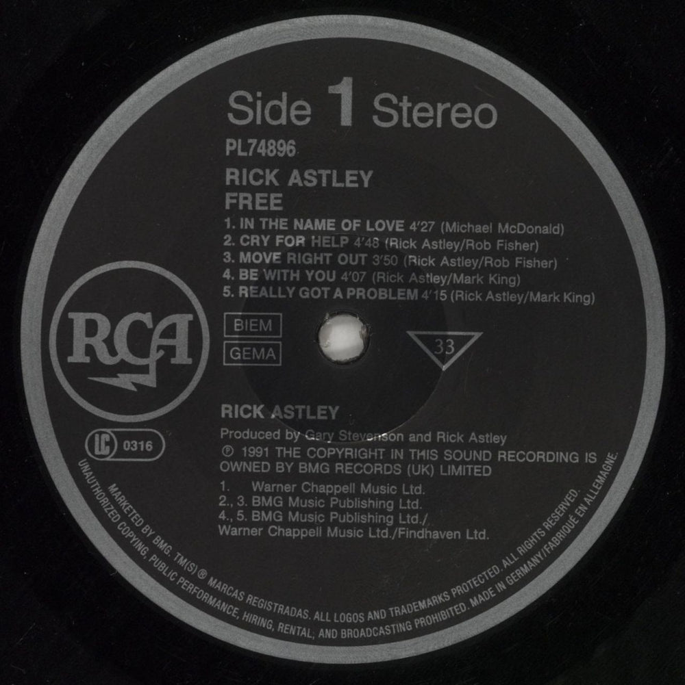 Rick Astley Free - Song Hype Sticker UK vinyl LP album (LP record) ASTLPFR868852