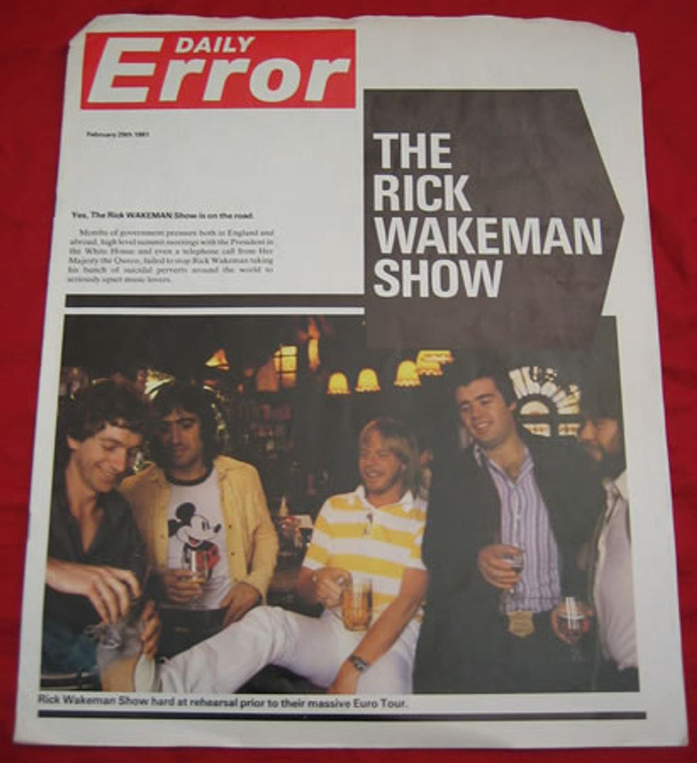 Rick Wakeman Daily Error UK tour programme TOUR PROGRAMME