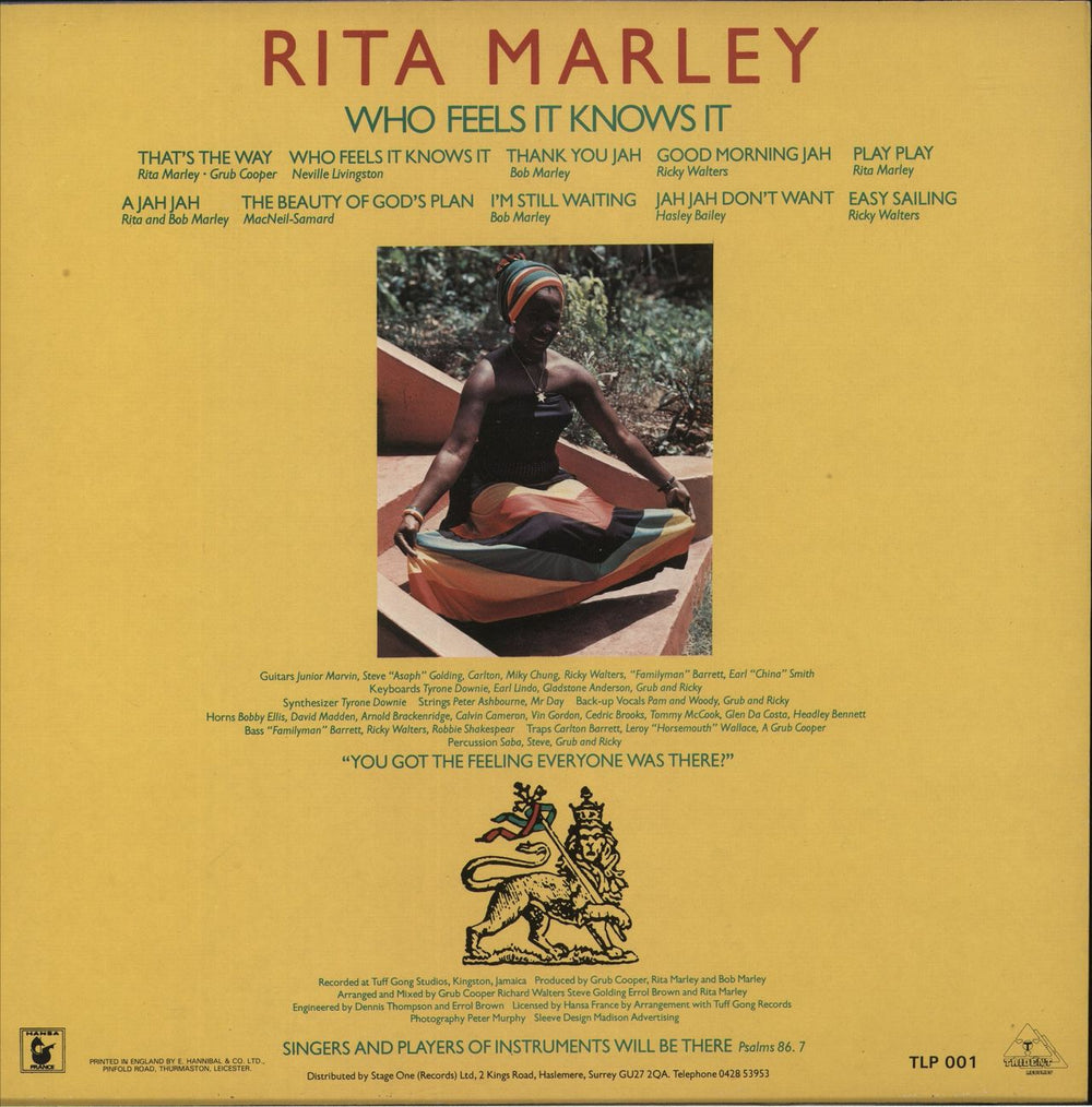 Rita Marley Who Feels It Knows It UK vinyl LP album (LP record)