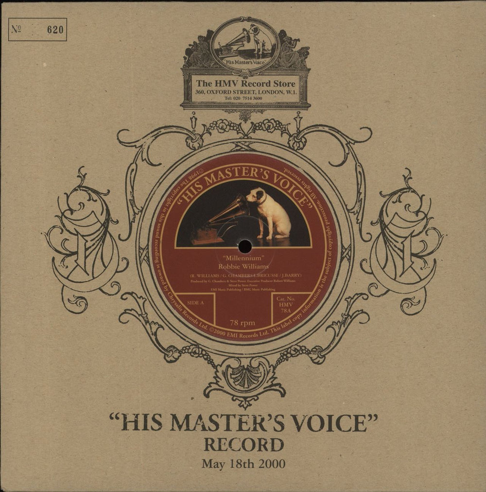 Robbie Williams Millennium - 78rpm UK Promo 10" vinyl single (10 inch record) HMV78