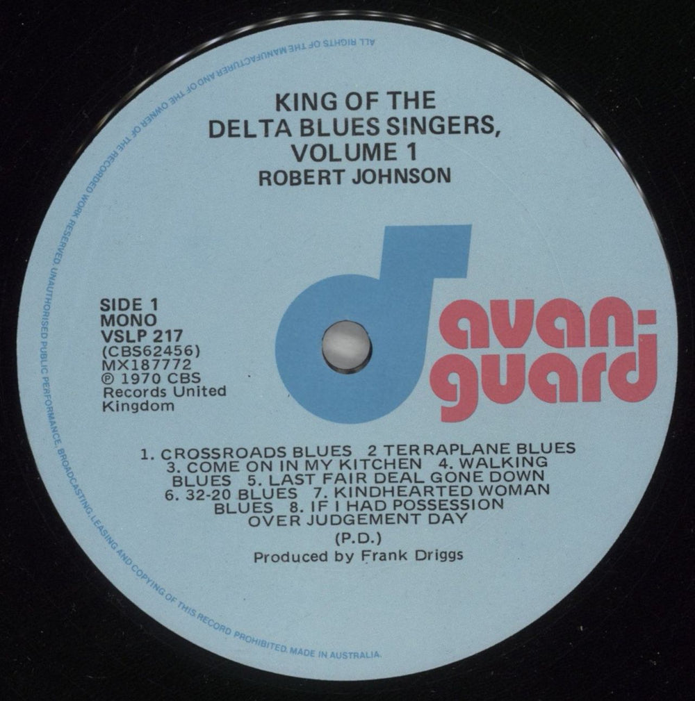 Robert Johnson (30s) King Of The Delta Blues Singers Australian vinyl LP album (LP record) RJ2LPKI875123