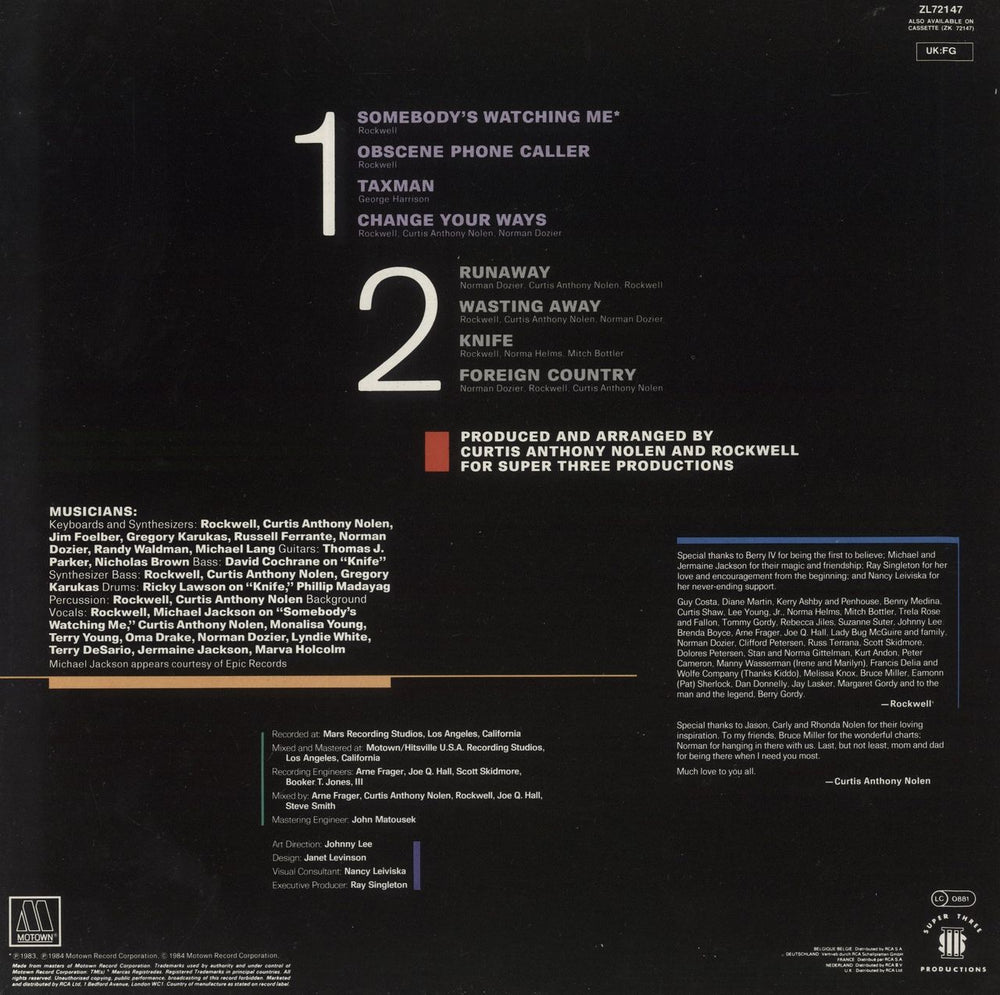 Rockwell Somebody's Watching Me German vinyl LP album (LP record) 035627214714