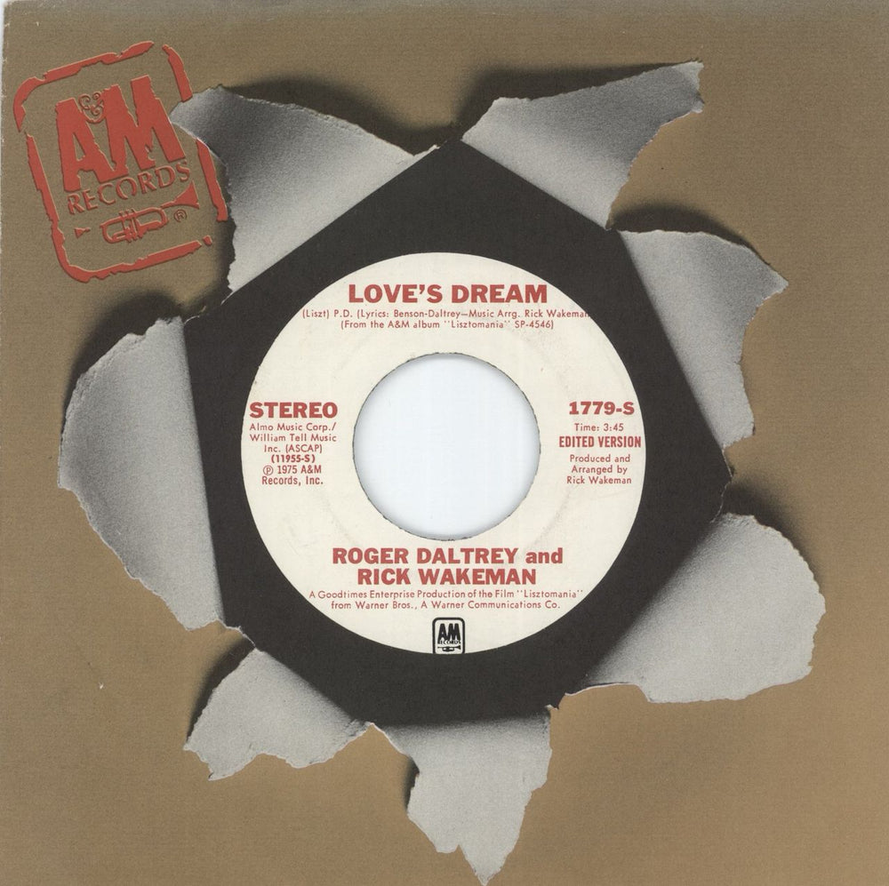 Roger Daltrey Love's Dream UK 7" vinyl single (7 inch record / 45) 1779-S