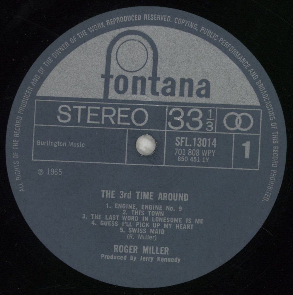 Roger Miller The 3rd Time Around UK vinyl LP album (LP record) 78MLPTH851828