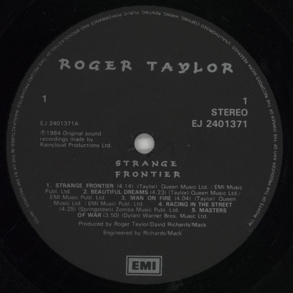 Roger Taylor Strange Frontier UK vinyl LP album (LP record) ROGLPST17406