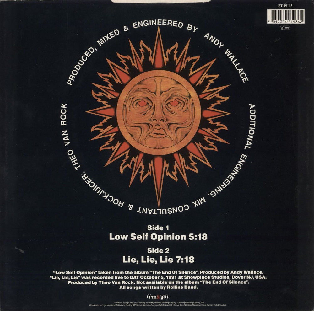 Rollins Band Low Self Opinion UK 12" vinyl single (12 inch record / Maxi-single) 5012394911362