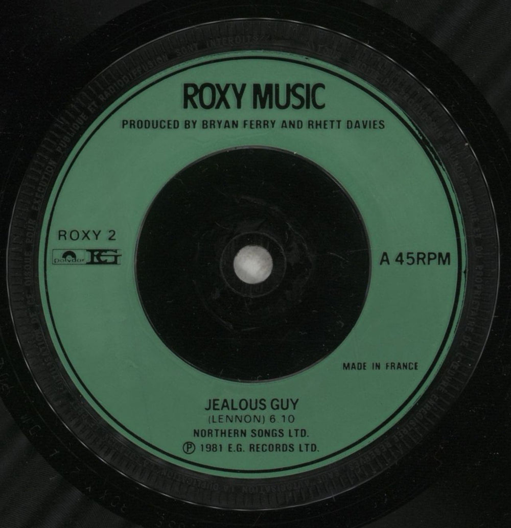 Roxy Music Jealous Guy - P/S French 7" vinyl single (7 inch record / 45) RXY07JE54491