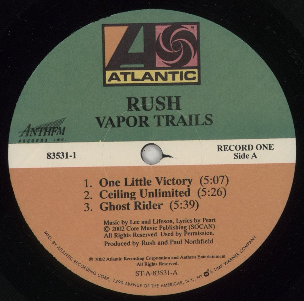 Rush Vapor Trails US 2-LP vinyl record set (Double LP Album) RUS2LVA872002