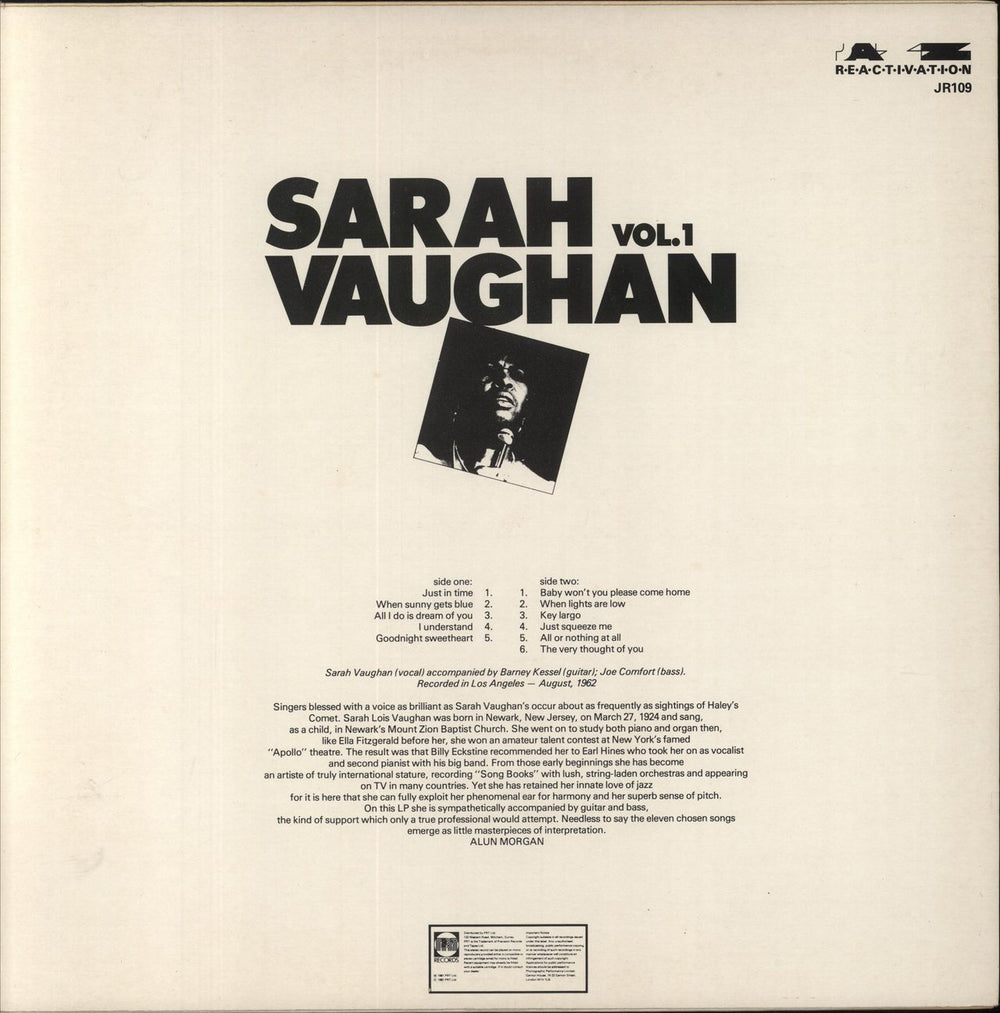 Sarah Vaughan Sarah Vaughan Vol. 1 UK vinyl LP album (LP record)