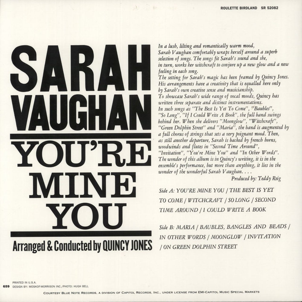 Sarah Vaughan You're Mine You - 200gm Vinyl UK vinyl LP album (LP record)