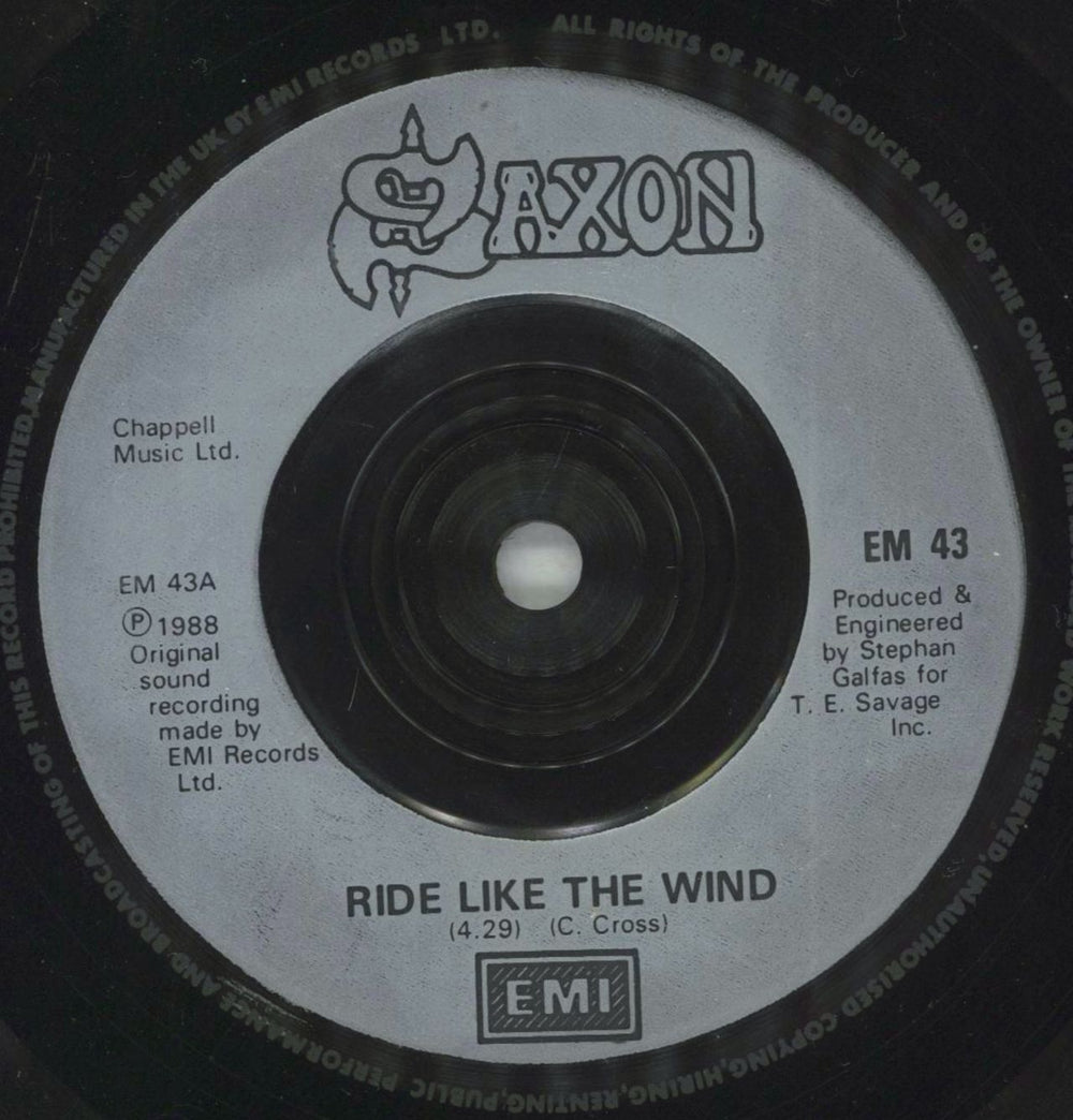 Saxon Ride Like The Wind - inj UK 7" vinyl single (7 inch record / 45) SAX07RI165990