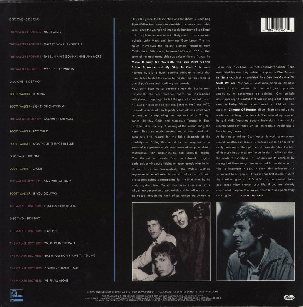 Scott Walker No Regrets - The Best Of - 180gm UK 2-LP vinyl record set (Double LP Album) 600753856505