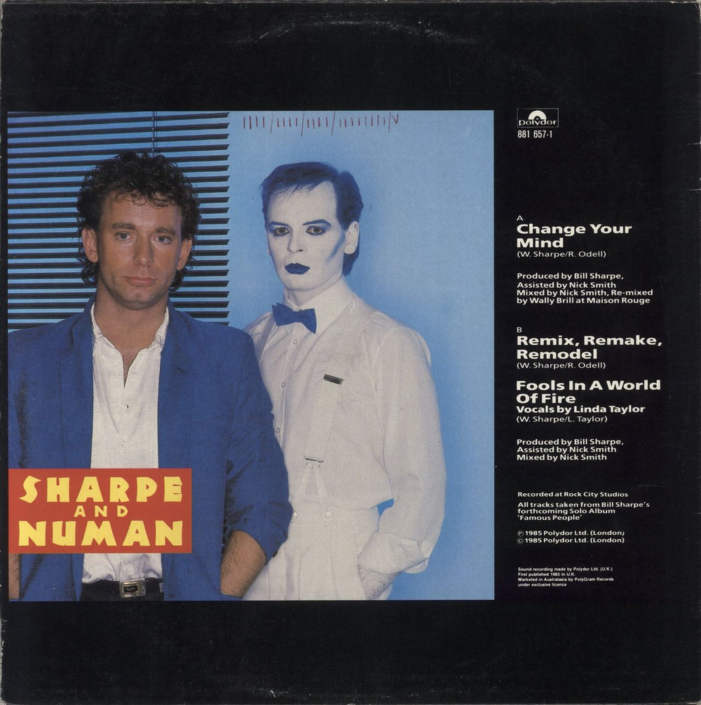 Sharpe & Numan Change Your Mind Australian 12" vinyl single (12 inch record / Maxi-single)