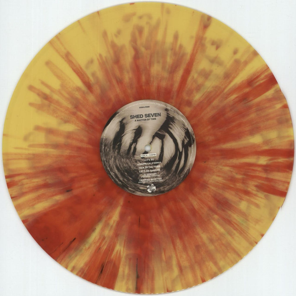 Shed Seven A Matter Of Time - Yellow and Red Splatter Vinyl - Autographed UK vinyl LP album (LP record) S-SLPAM875085