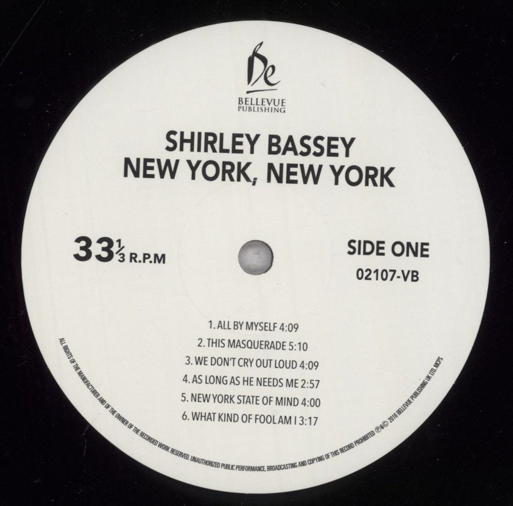 Shirley Bassey New York New York UK vinyl LP album (LP record) SHBLPNE837950