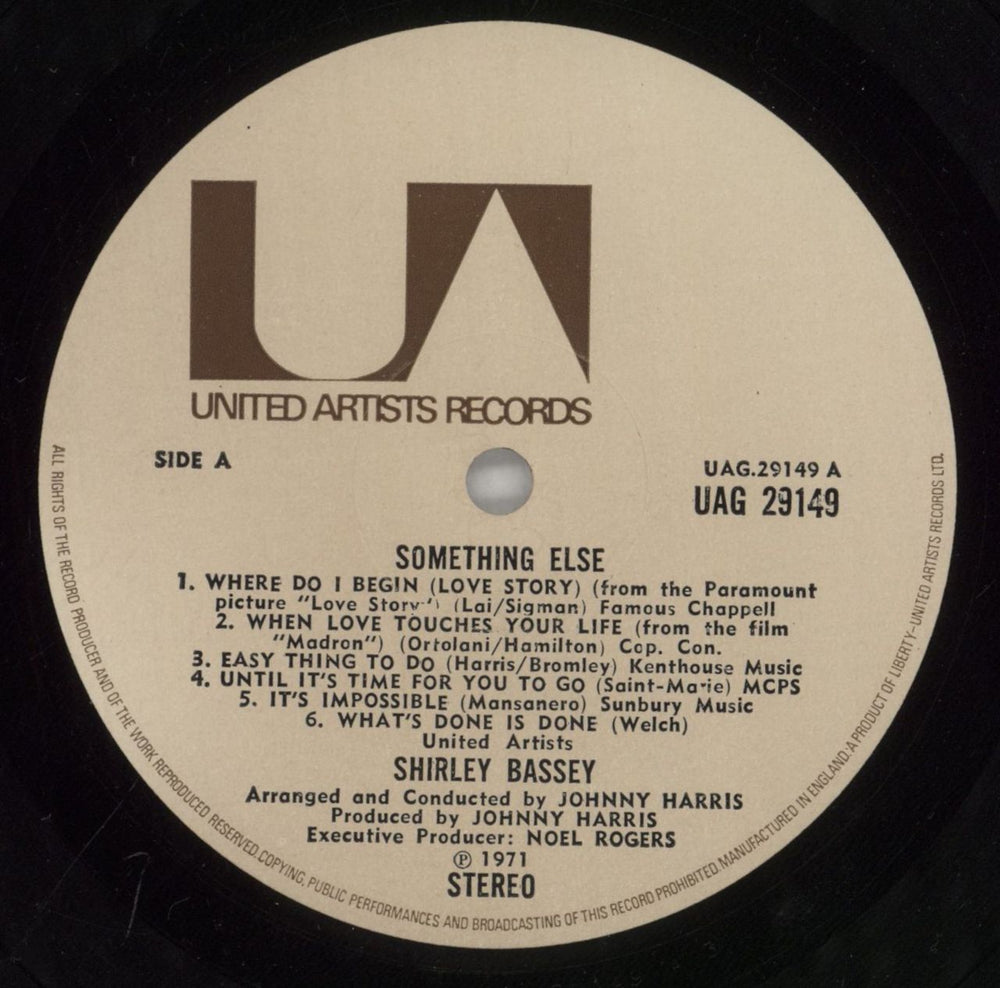 Shirley Bassey Something Else UK vinyl LP album (LP record) SHBLPSO233304